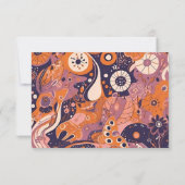 Cartons Réponse Mariage rétro orange fuchsia rose violet groovy (Dos)