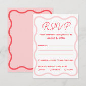 Cartons Réponse Mariage rétro rose et corail (Devant / Derrière)