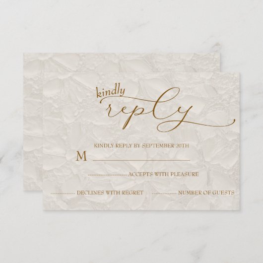 Cartons Réponse Mariage Retro Simple Beige (Devant / Derrière)