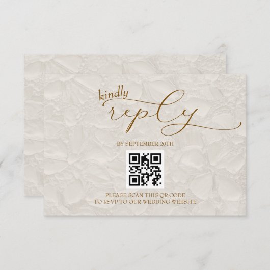 Cartons Réponse Mariage Retro Simple Beige QR (Devant / Derrière)