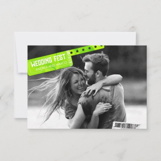 Cartons Réponse Mariage Rock and Roll Billetterie Concert Boarding (Devant)