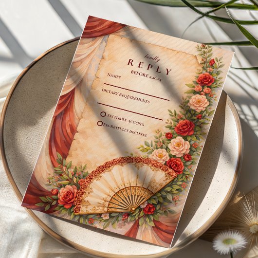 Cartons Réponse Mariage Romantique à l'Éventail Espagnol