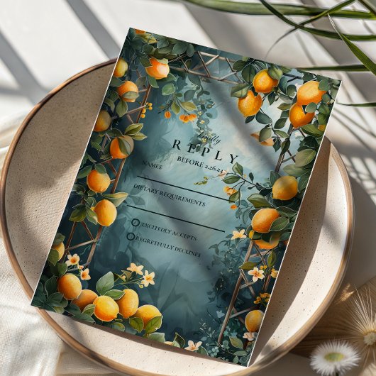 Cartons Réponse Mariage Romantique au Jardin de Citron