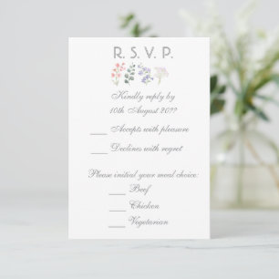 Cartons Réponse Mariage romantique aux fleurs sauvages et à la lav