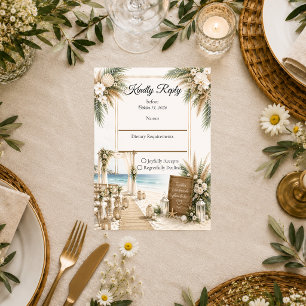 Cartons Réponse Mariage romantique bohème élégant au bord de la me