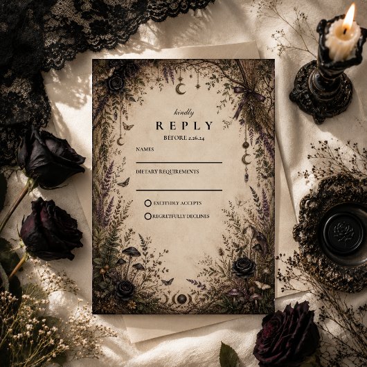Cartons Réponse Mariage Romantique Boho Goth