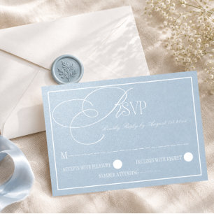 Cartons Réponse Mariage romantique de luxe bleu perle