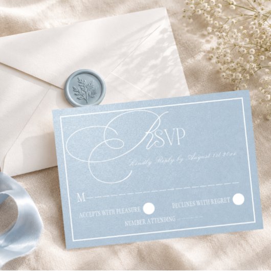Cartons Réponse Mariage romantique de luxe bleu perle