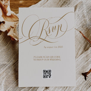 Cartons Réponse Mariage Romantique Élégant Or Neutre