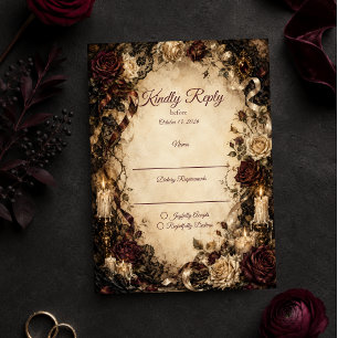 Cartons Réponse Mariage Romantique Gothique aux Roses