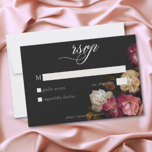 Cartons Réponse Mariage romantique rose bordeaux et rose noir Mood