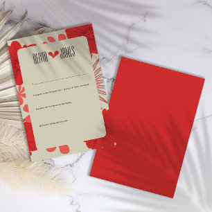 Cartons Réponse Mariage romantique rouge floral