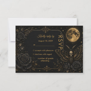 Cartons Réponse Mariage Romantique Sombre Papillon de Mort Gothiqu