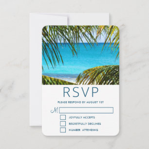 Cartons Réponse Mariage romantique Turquoise Tropical Beach