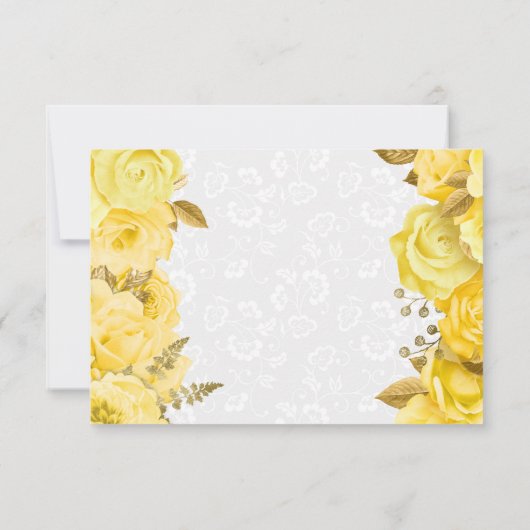 Cartons Réponse Mariage Rose Aquarelle Jaune et Or (Dos)