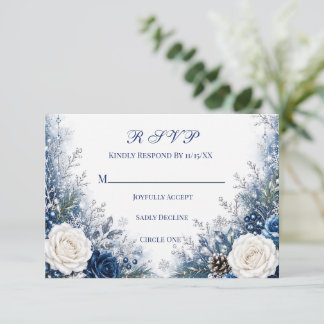 Cartons Réponse Mariage Rose Blanche et Bleue de Conte de Fées Hiv