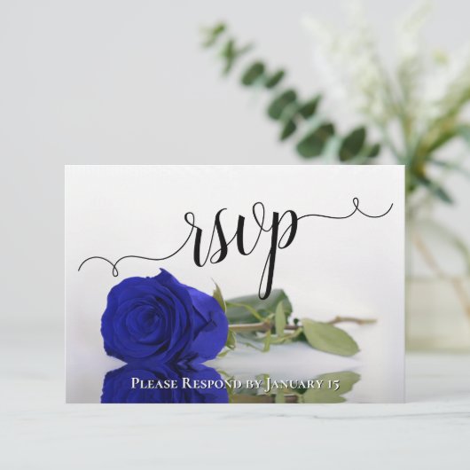 Cartons Réponse Mariage Rose Bleu Royal Élégant Vivid Réfléchissan (Debout devant)