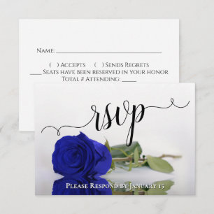 Cartons Réponse Mariage Rose Bleu Royal Élégant Vivid Réfléchissan