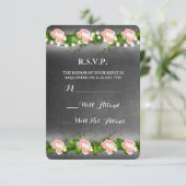 Cartons Réponse Mariage Rose Chalkboard R.S.V.P. (Debout devant)