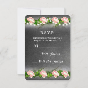 Cartons Réponse Mariage Rose Chalkboard R.S.V.P.
