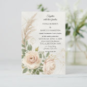 Cartons Réponse Mariage Rose classique Rustique Boho (Debout devant)