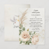 Cartons Réponse Mariage Rose classique Rustique Boho (Devant / Derrière)
