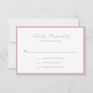 Cartons Réponse Mariage Rose classique simple rose roux