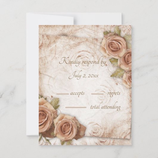 Cartons Réponse Mariage Rose de couleur douce (Dos)