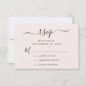 Cartons Réponse Mariage rose de script chic (Devant)
