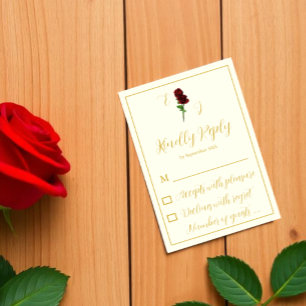 Cartons Réponse Mariage Rose d'Ivoire et d'Or