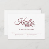 Cartons Réponse Mariage rose Dusty simple et élégant (Devant / Derrière)