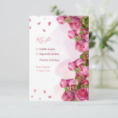 Cartons Réponse Mariage rose Elegant Fleurs (Debout devant)