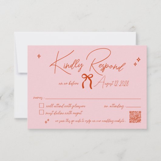 Cartons Réponse Mariage rose et rouge à griffes à main rétro (Dos)