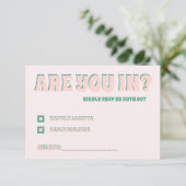 Cartons Réponse Mariage rose et vert ondulé (Debout devant)