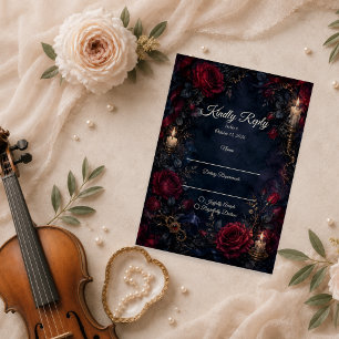 Cartons Réponse Mariage Rose Gothique Maussade