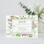 Cartons Réponse Mariage rose Hydrangea (Debout devant)