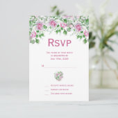 Cartons Réponse Mariage Rose romantique rose (Debout devant)