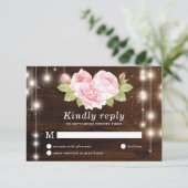 Cartons Réponse Mariage Rose rustique (Debout devant)