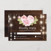 Cartons Réponse Mariage Rose rustique (Devant / Derrière)