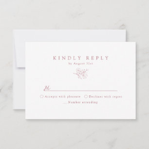 Cartons Réponse Mariage rose simple main tiré cerisier