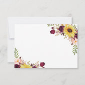 Cartons Réponse Mariage Rose Sunflower Bourgogne Gold Blush Peony (Dos)