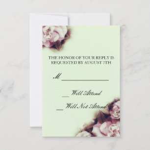 Cartons Réponse Mariage Rose vintage R.S.V.P