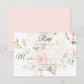 Cartons Réponse Mariage Roses Aquarelle Rose Pâle et Blanc | (Devant / Derrière)
