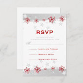Cartons Réponse Mariage rouge argent gris blanc flocon de neige RS (Devant / Derrière)