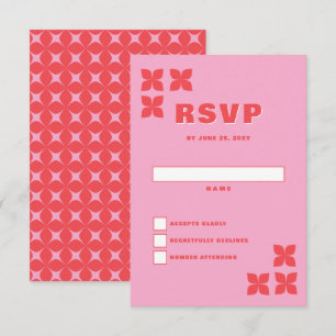 Cartons Réponse Mariage rouge rose les années 70 Super rétros