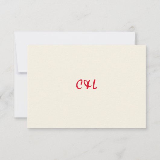 Cartons Réponse Mariage rouge Whimsical Rétro manuscrit (Dos)