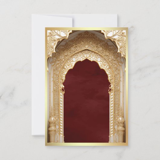 Cartons Réponse Mariage Royal Gold Arch Maroon (Dos)