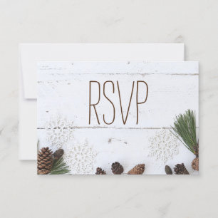 Cartons Réponse Mariage RSVP-Winter Pinecone et Snowflakes