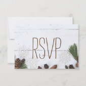 Cartons Réponse Mariage RSVP-Winter Pinecone et Snowflakes (Devant)