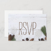 Cartons Réponse Mariage RSVP-Winter Pinecone et Snowflakes (Devant / Derrière)